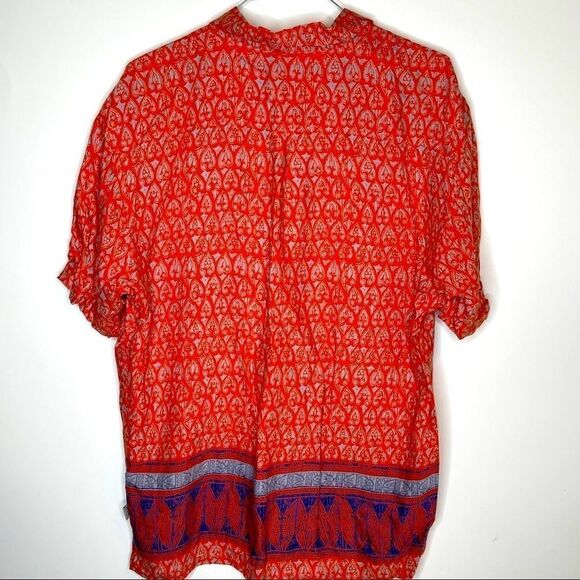 Large Colo Wear Orange-Blue Print SS Shirt - Picture 3 of 4